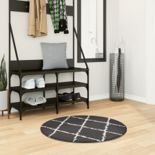 vidaXL fekete és krém hosszú szálú bozontos modern szőnyeg Ø 80 cm lakástextília