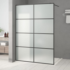 vidaXL fekete ESG tejüveg zuhanyfal 140x195 cm kád, zuhanykabin
