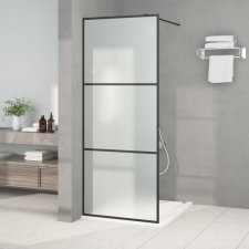 vidaXL fekete ESG tejüveg zuhanyfal küszöb nélküli zuhanyhoz 80x195 cm kád, zuhanykabin