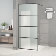 vidaXL Fekete ESG tejüveg zuhanyfal küszöb nélküli zuhanyhoz 90x195 cm kád, zuhanykabin