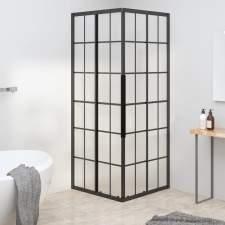 vidaXL fekete ESG tejüveg zuhanykabin 80 x 80 x 180 cm kád, zuhanykabin