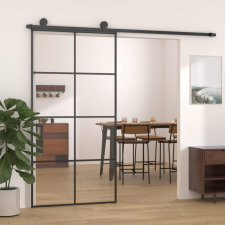 vidaXL fekete ESG üveg és alumínium tolóajtó 102,5 x 205 cm nyílászáró
