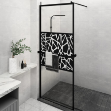 vidaXL fekete ESG üveg és alumínium zuhanyfal polccal 80 x 195 cm kád, zuhanykabin