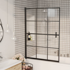 vidaXL fekete ESG zuhanykabin 100 x 140 cm kád, zuhanykabin