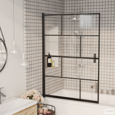 vidaXL fekete ESG zuhanykabin 100 x 140 cm kád, zuhanykabin