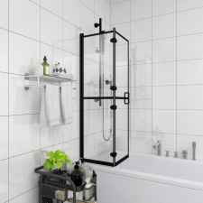 vidaXL Fekete ESG zuhanykabin összecsukható ajtóval 120x140 cm kád, zuhanykabin