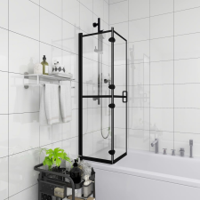 vidaXL fekete ESG zuhanykabin összecsukható ajtóval 80 x 140 cm kád, zuhanykabin