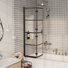 vidaXL fekete ESG zuhanykabin összecsukható ajtóval 80 x 140 cm kád, zuhanykabin