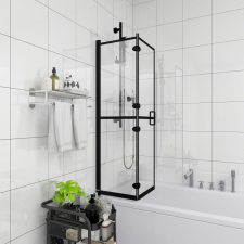 vidaXL fekete ESG zuhanykabin összecsukható ajtóval 80 x 140 cm kád, zuhanykabin
