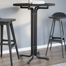 vidaXL fekete étkezőasztal szerelt fa és acél Ø80 x 110 cm bútor
