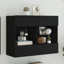 vidaXL fekete fali TV-szekrény LED-világítással 78,5x30x60,5 cm bútor
