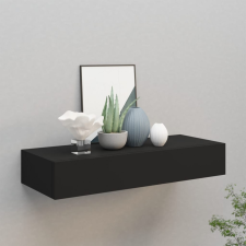 vidaXL fekete falra szerelhető fiókos polc 60 x 23,5 x 10 cm bútor