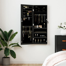 vidaXL Fekete falra szerelhető tükrös ékszerszekrény 37,5x10x106 cm bútor