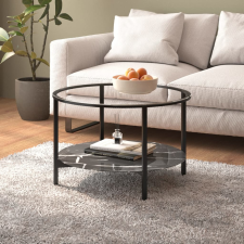 vidaXL fekete-fekete márvány edzett üveg dohányzóasztal 70 cm bútor