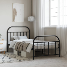 vidaXL fekete fém ágykeret fej- és lábtámlával 100 x 190 cm ágy és ágykellék