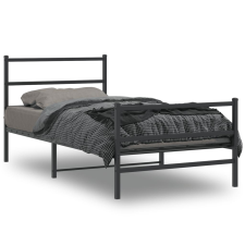 vidaXL fekete fém ágykeret fej- és lábtámlával 100 x 190 cm ágy és ágykellék