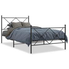 vidaXL fekete fém ágykeret fej- és lábtámlával 100 x 190 cm ágy és ágykellék