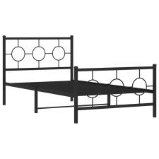 vidaXL fekete fém ágykeret fej- és lábtámlával 100 x 190 cm (376238) ágy és ágykellék