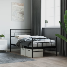 vidaXL fekete fém ágykeret fej- és lábtámlával 100 x 200 cm ágy és ágykellék
