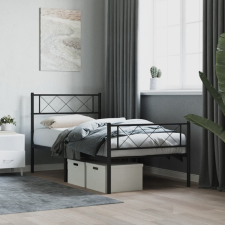 vidaXL fekete fém ágykeret fej- és lábtámlával 100 x 200 cm ágy és ágykellék