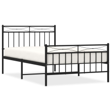 vidaXL fekete fém ágykeret fej- és lábtámlával 100 x 200 cm (373704) ágy és ágykellék