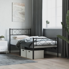 vidaXL fekete fém ágykeret fej- és lábtámlával 107 x 203 cm ágy és ágykellék