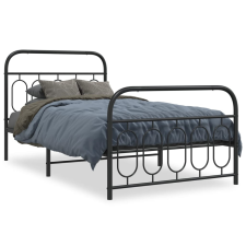 vidaXL fekete fém ágykeret fej- és lábtámlával 107 x 203 cm ágy és ágykellék