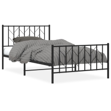 vidaXL fekete fém ágykeret fej- és lábtámlával 107 x 203 cm (374451) ágy és ágykellék
