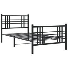 vidaXL fekete fém ágykeret fej- és lábtámlával 107 x 203 cm (376338) ágy és ágykellék