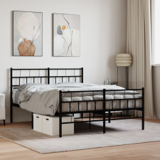 vidaXL fekete fém ágykeret fej- és lábtámlával 120 x 190 cm ágy és ágykellék