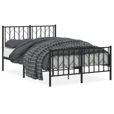 vidaXL fekete fém ágykeret fej- és lábtámlával 120 x 200 cm (374453) ágy és ágykellék
