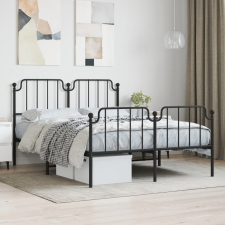 vidaXL fekete fém ágykeret fej- és lábtámlával 135 x 190 cm ágy és ágykellék