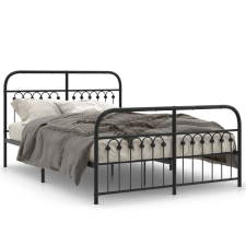 vidaXL fekete fém ágykeret fej- és lábtámlával 137 x 190 cm ágy és ágykellék