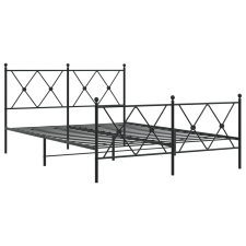 vidaXL fekete fém ágykeret fej- és lábtámlával 137 x 190 cm (376519) ágy és ágykellék