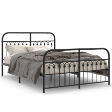 vidaXL fekete fém ágykeret fej- és lábtámlával 140 x 190 cm ágy és ágykellék