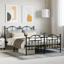 vidaXL fekete fém ágykeret fej- és lábtámlával 140 x 190 cm ágy és ágykellék