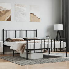 vidaXL fekete fém ágykeret fej- és lábtámlával 140 x 190 cm ágy és ágykellék