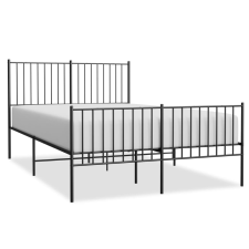 vidaXL fekete fém ágykeret fej- és lábtámlával 140 x 190 cm (350882) ágy és ágykellék