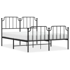 vidaXL fekete fém ágykeret fej- és lábtámlával 140 x 190 cm (373905) ágy és ágykellék