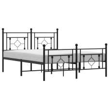 vidaXL fekete fém ágykeret fej- és lábtámlával 140 x 190 cm (374357) ágy és ágykellék