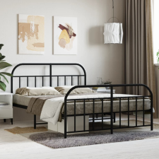 vidaXL fekete fém ágykeret fej- és lábtámlával 150 x 200 cm ágy és ágykellék