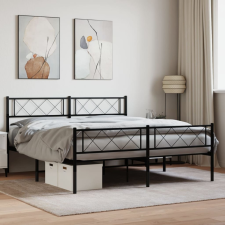 vidaXL fekete fém ágykeret fej- és lábtámlával 160 x 200 cm ágy és ágykellék