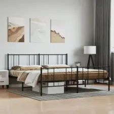 vidaXL fekete fém ágykeret fej- és lábtámlával 180 x 200 cm ágy és ágykellék