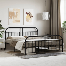 vidaXL fekete fém ágykeret fej- és lábtámlával 183 x 213 cm ágy és ágykellék