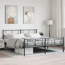 vidaXL fekete fém ágykeret fej- és lábtámlával 183 x 213 cm ágy és ágykellék