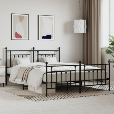 vidaXL fekete fém ágykeret fej- és lábtámlával 183 x 213 cm ágy és ágykellék