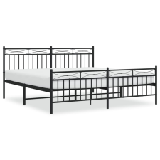 vidaXL fekete fém ágykeret fej- és lábtámlával 183 x 213 cm (373714) ágy és ágykellék