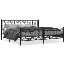 vidaXL fekete fém ágykeret fej- és lábtámlával 193 x 203 cm ágy és ágykellék