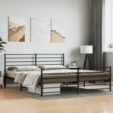 vidaXL fekete fém ágykeret fej- és lábtámlával 200 x 200 cm ágy és ágykellék