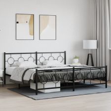 vidaXL fekete fém ágykeret fej- és lábtámlával 200 x 200 cm ágy és ágykellék
